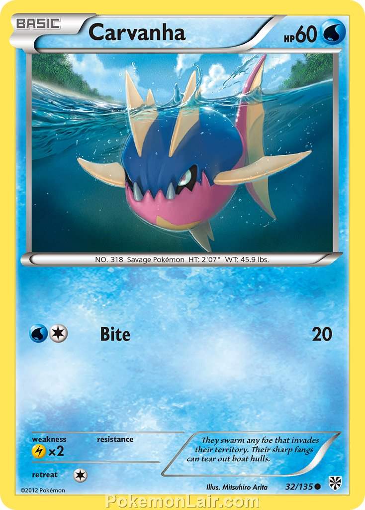 2013 Pokemon Trading Card Game Plasma Storm Price List – 32 Carvanha