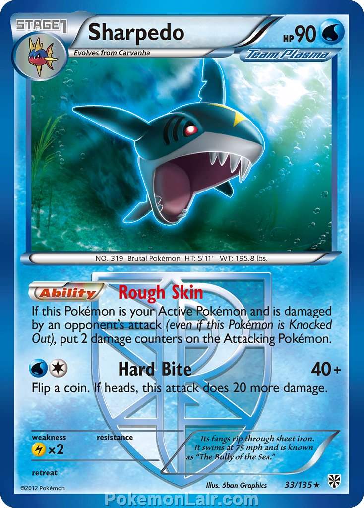 2013 Pokemon Trading Card Game Plasma Storm Price List – 33 Sharpedo