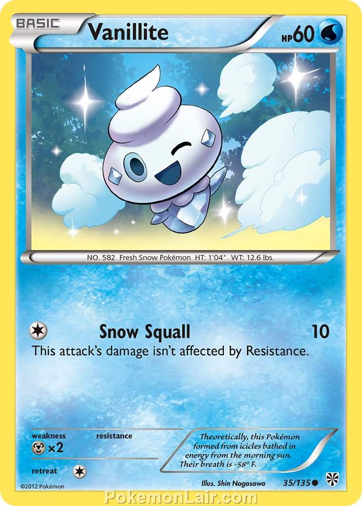 2013 Pokemon Trading Card Game Plasma Storm Price List – 35 Vanillite