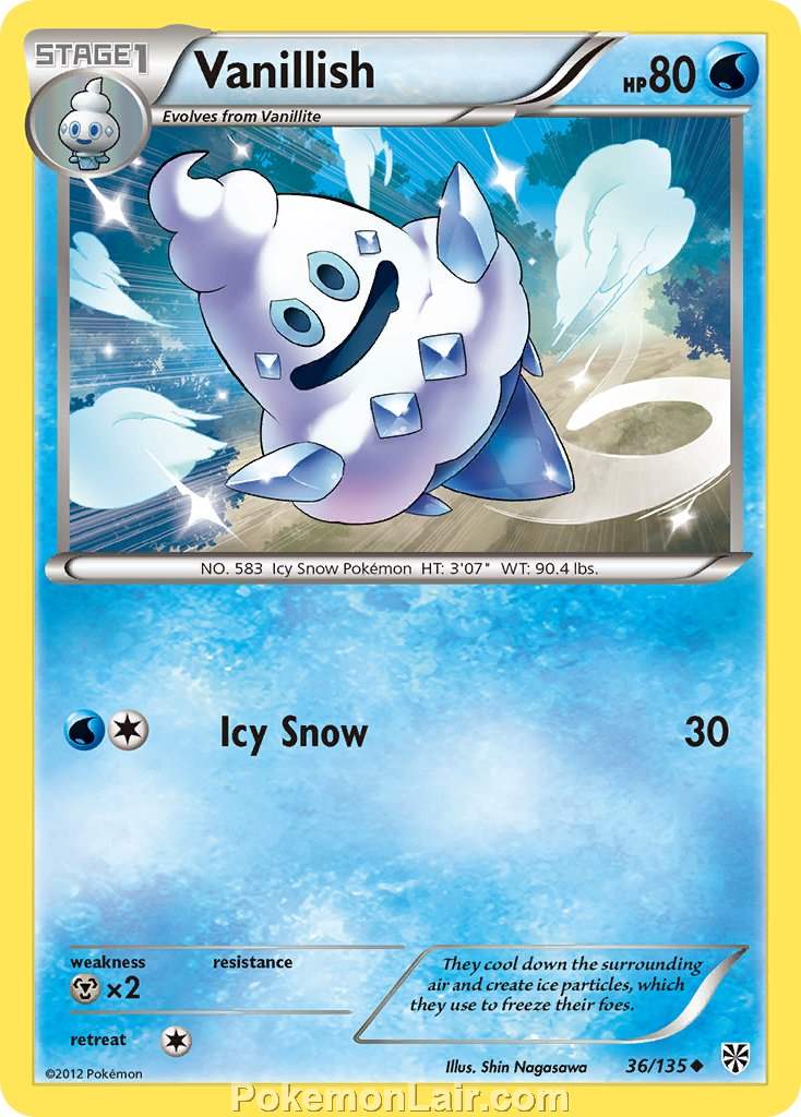 2013 Pokemon Trading Card Game Plasma Storm Price List – 36 Vanillish