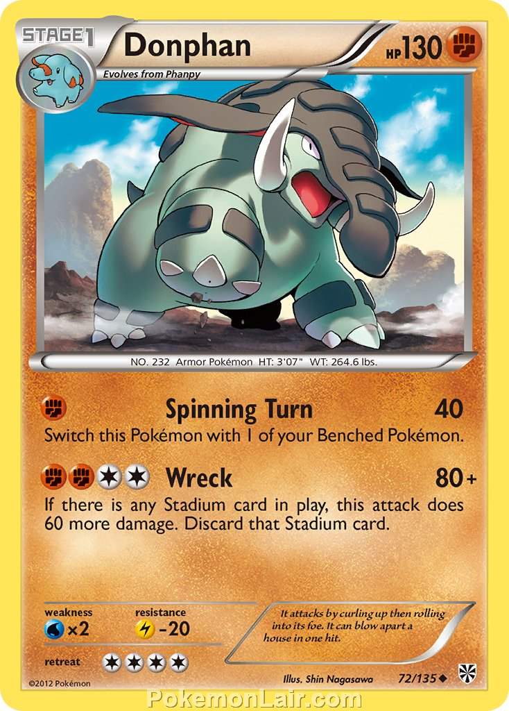 2013 Pokemon Trading Card Game Plasma Storm Price List – 72 Donphan