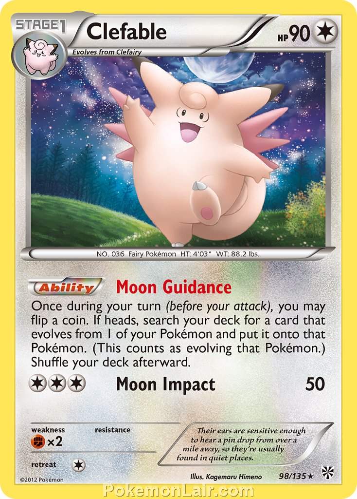 2013 Pokemon Trading Card Game Plasma Storm Price List – 98 Clefable