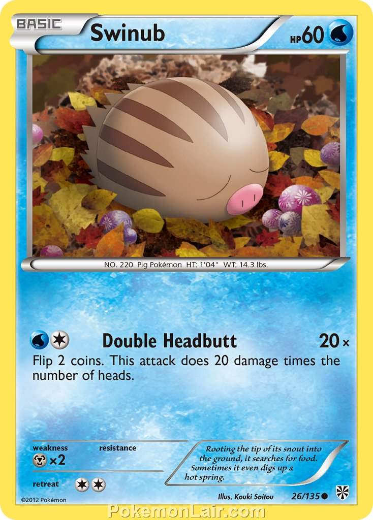 2013 Pokemon Trading Card Game Plasma Storm Set – 26 Swinub