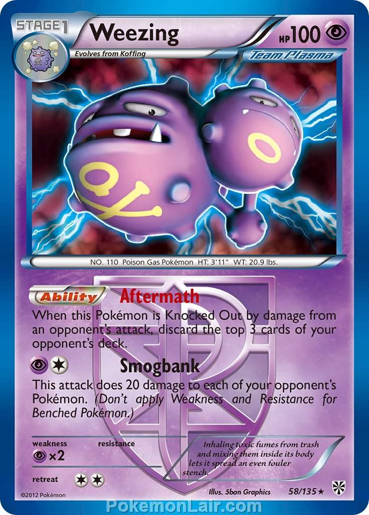 2013 Pokemon Trading Card Game Plasma Storm Set – 58 Weezing