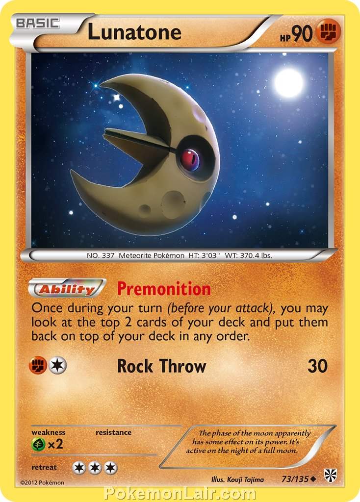 2013 Pokemon Trading Card Game Plasma Storm Set – 73 Lunatone