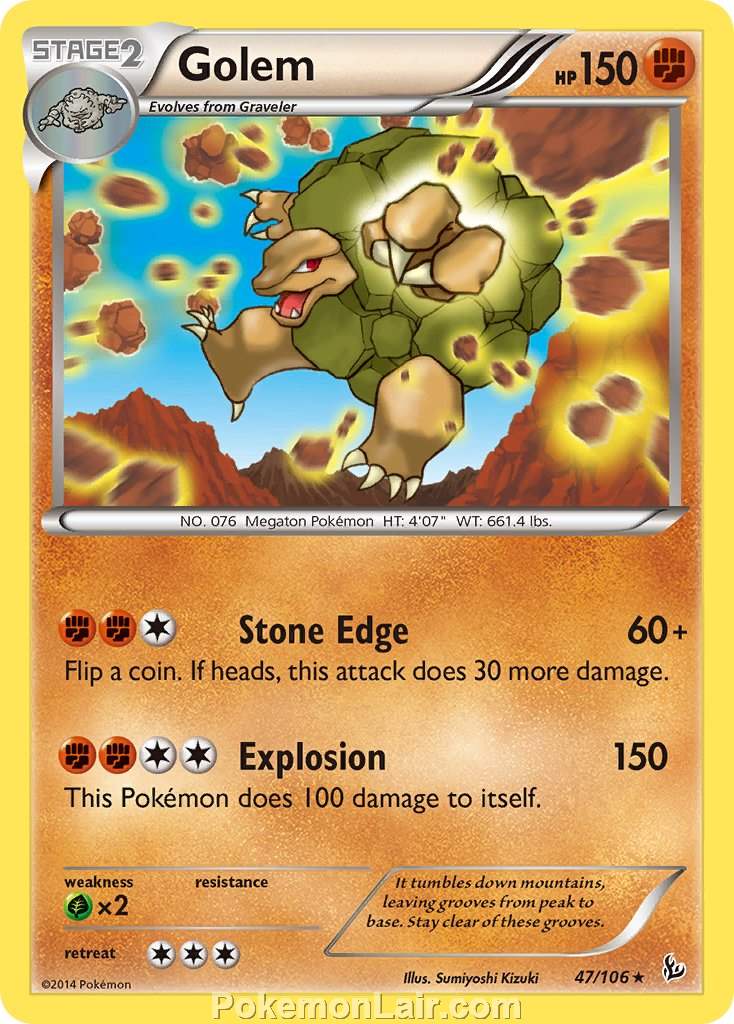 2014 Pokemon Trading Card Game Flashfire Price List – 47 Golem