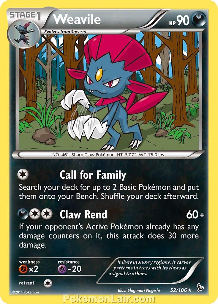 2014 Pokemon Trading Card Game Flashfire Price List – 52 Weavile