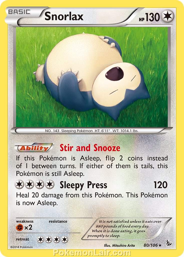 2014 Pokemon Trading Card Game Flashfire Price List – 80 Snorlax