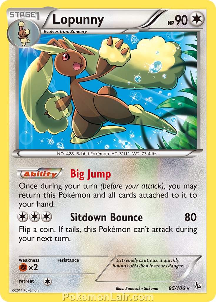 2014 Pokemon Trading Card Game Flashfire Price List – 85 Lopunny