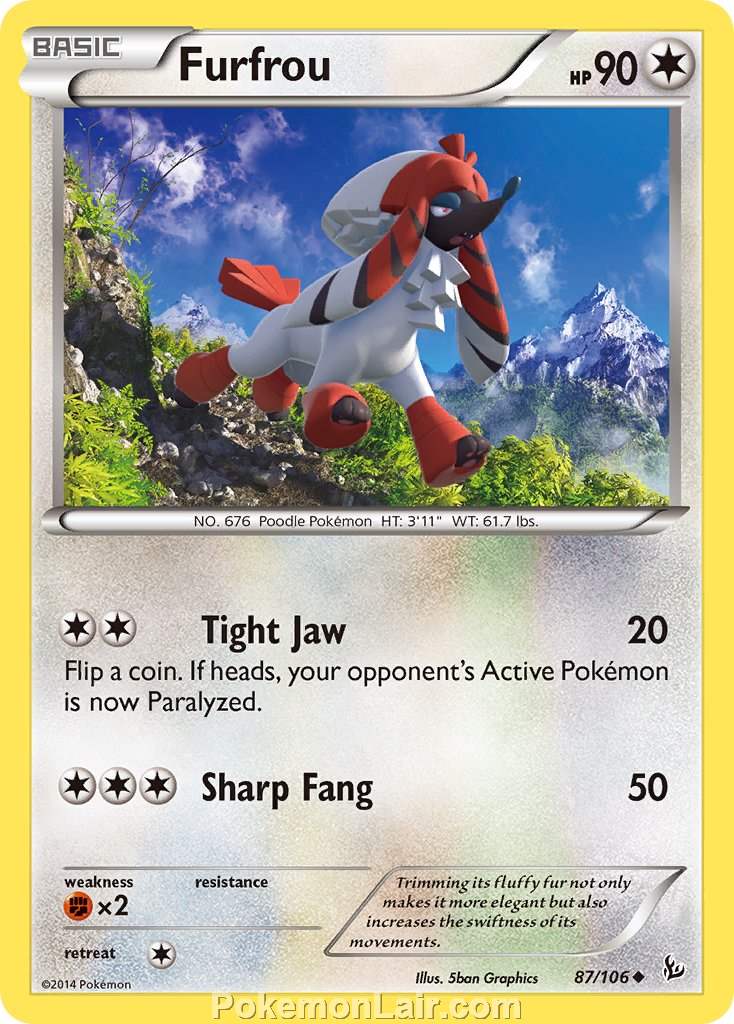 2014 Pokemon Trading Card Game Flashfire Price List – 87 Furfrou