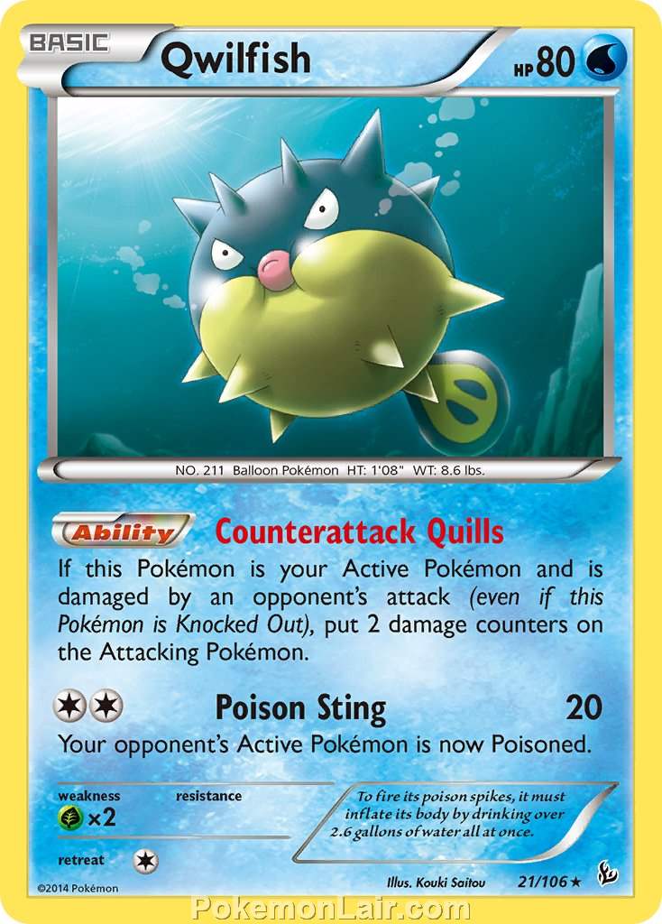 2014 Pokemon Trading Card Game Flashfire Set – 21 Qwilfish