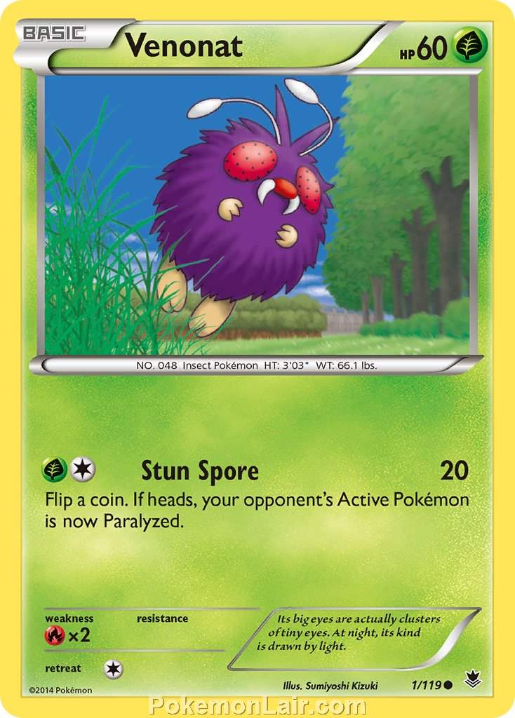 2014 Pokemon Trading Card Game Phantom Forces Price List – 01 Venonat