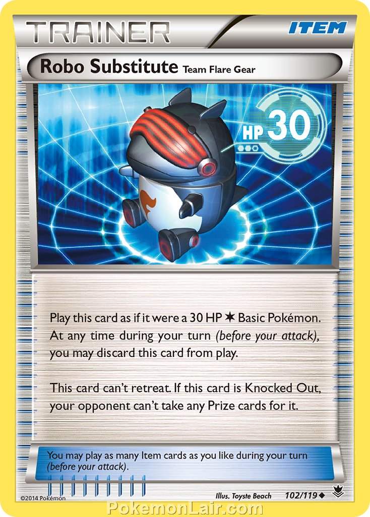 2014 Pokemon Trading Card Game Phantom Forces Set – 102 Robo Substitute Team Flare Gear