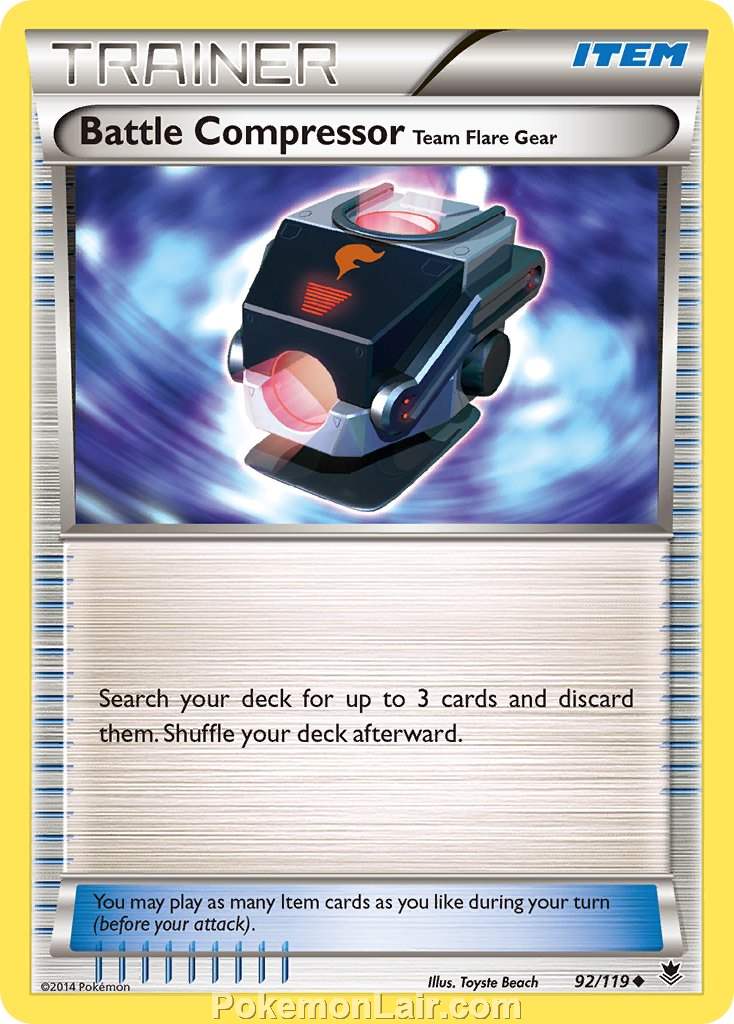 2014 Pokemon Trading Card Game Phantom Forces Set – 92 Battle Compressor Team Flare Gear