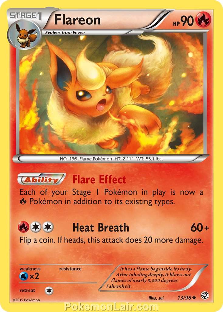 2015 Pokemon Trading Card Game Ancient Origins Price List – 13 Flareon