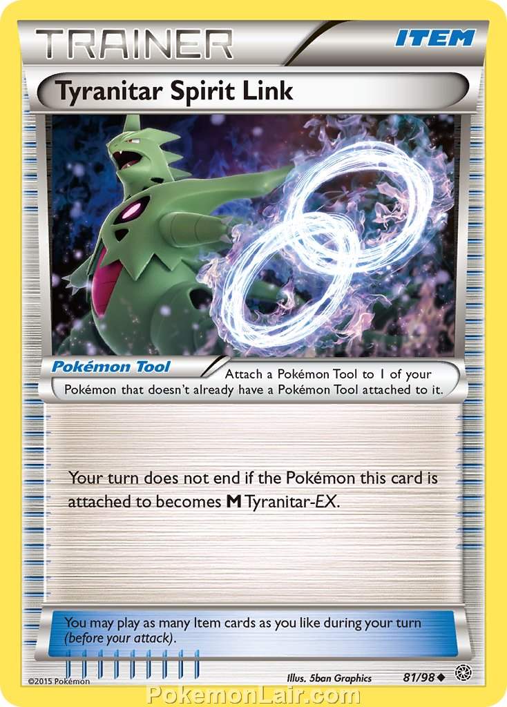 2015 Pokemon Trading Card Game Ancient Origins Price List – 81 Tyranitar Spirit Link