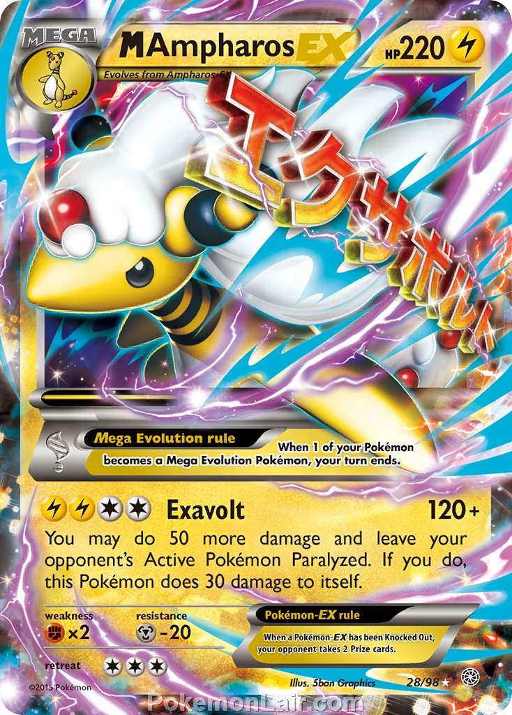 2015 Pokemon Trading Card Game Ancient Origins Set – 28 M Ampharos EX