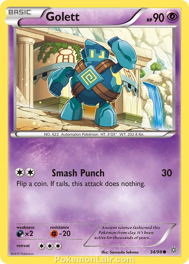 2015 Pokemon Trading Card Game Ancient Origins Set – 34 Golett