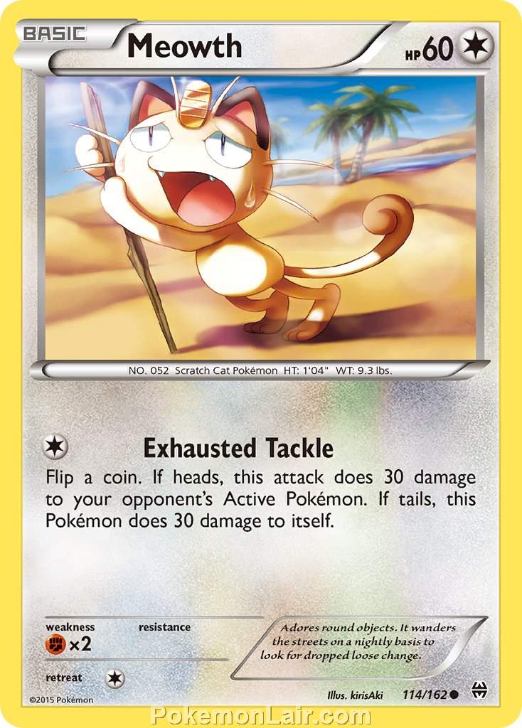 2015 Pokemon Trading Card Game BREAKthrough Price List – 114 Meowth