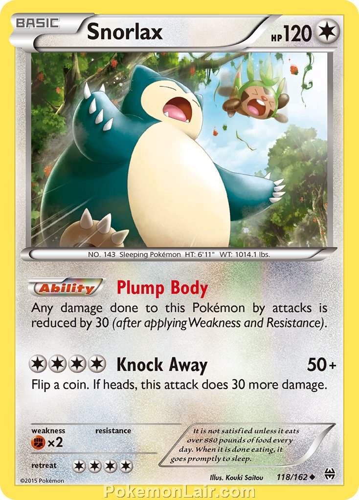 2015 Pokemon Trading Card Game BREAKthrough Price List – 118 Snorlax