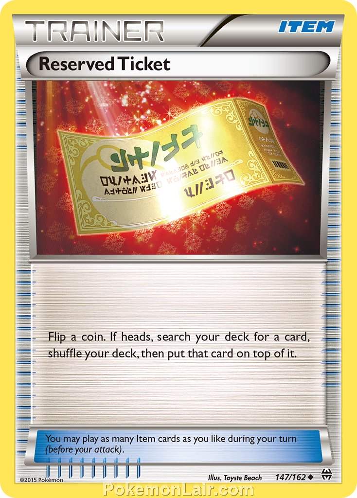 2015 Pokemon Trading Card Game BREAKthrough Set – 147 Reserved Ticket