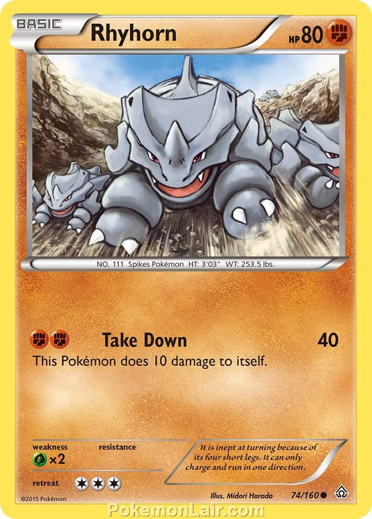 2015 Pokemon Trading Card Game Primal Clash Price List – 74 Rhyhorn