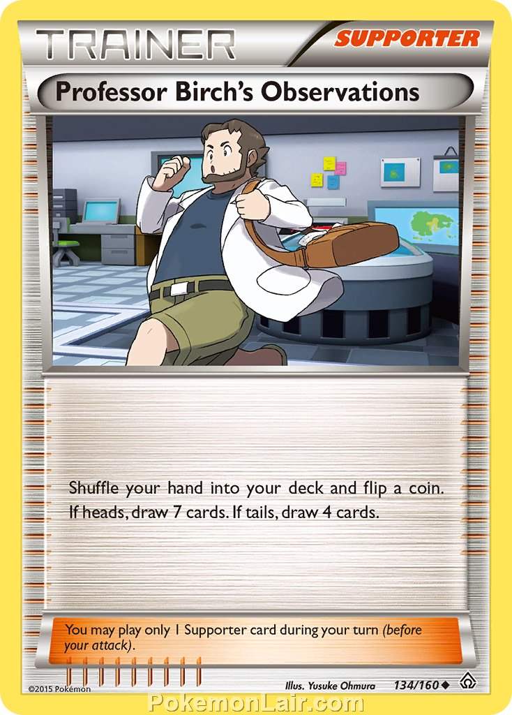 2015 Pokemon Trading Card Game Primal Clash Set – 134 Professor Birchs Observations