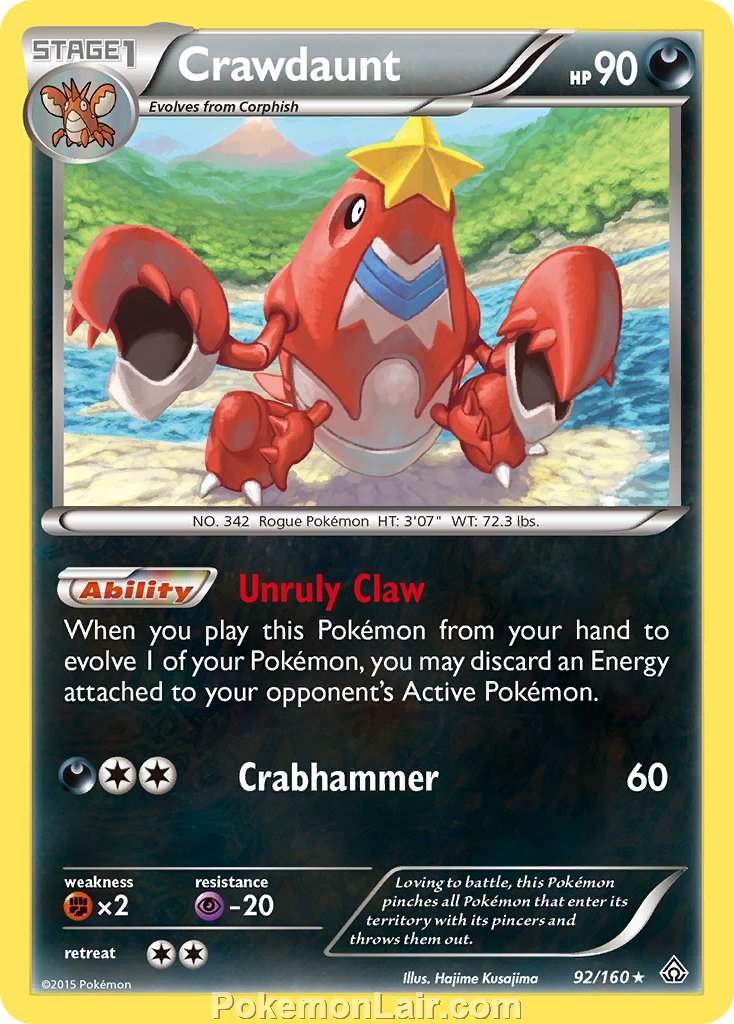 2015 Pokemon Trading Card Game Primal Clash Set – 92 Crawdaunt