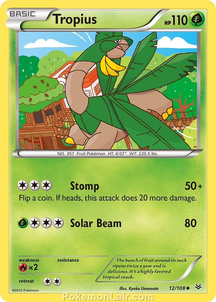 2015 Pokemon Trading Card Game Roaring Skies Price List – 12 Tropius