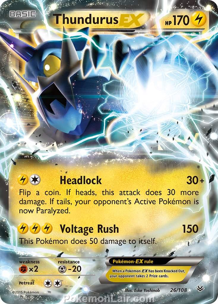 2015 Pokemon Trading Card Game Roaring Skies Price List – 26 Thundurus EX