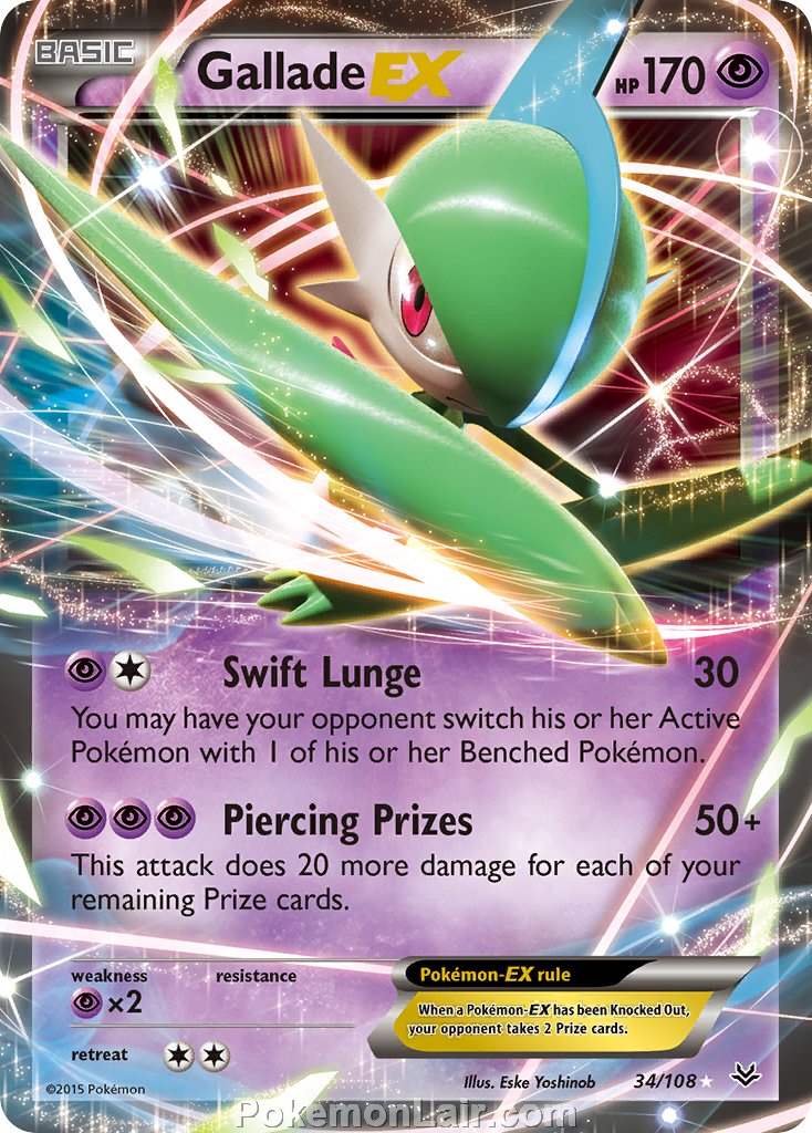 2015 Pokemon Trading Card Game Roaring Skies Price List – 34 Gallade EX