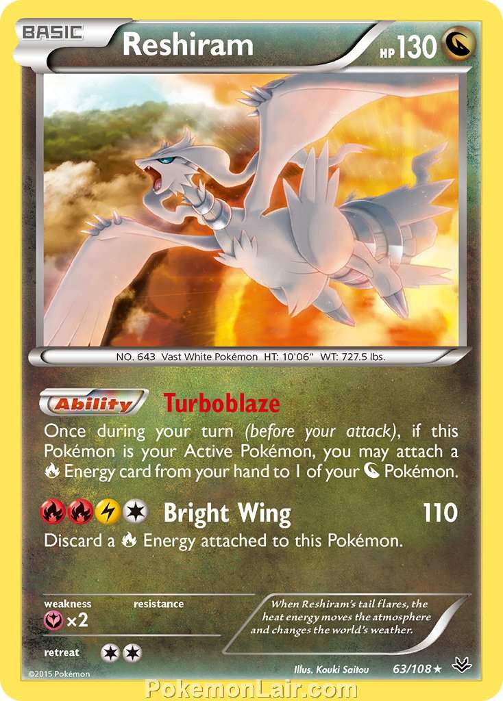 2015 Pokemon Trading Card Game Roaring Skies Price List – 63 Reshiram