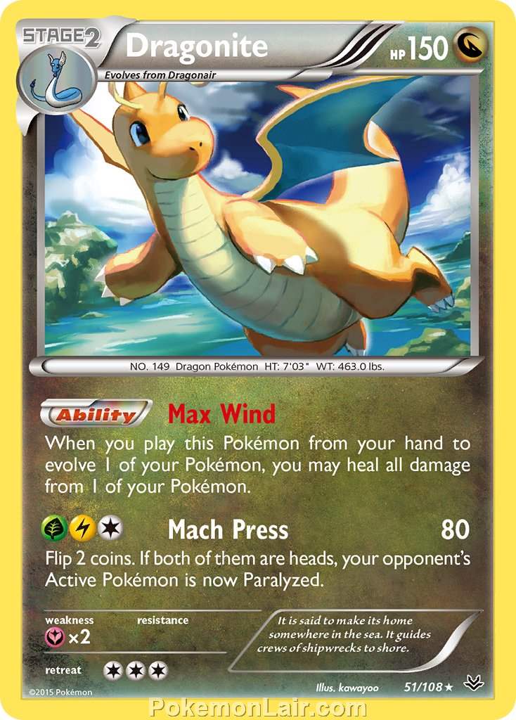 2015 Pokemon Trading Card Game Roaring Skies Set – 51 Dragonite