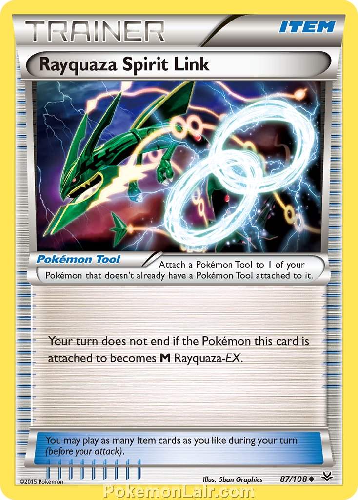 2015 Pokemon Trading Card Game Roaring Skies Set – 87 Rayquaza Spirit Link