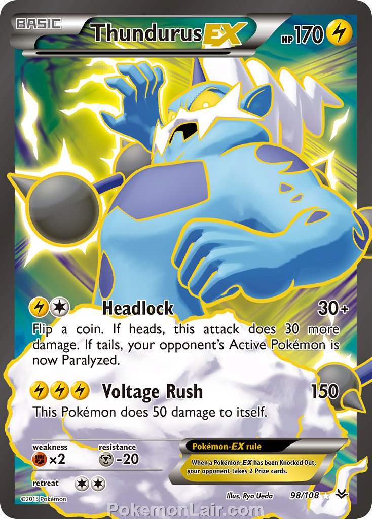 2015 Pokemon Trading Card Game Roaring Skies Set – 98 Thundurus EX