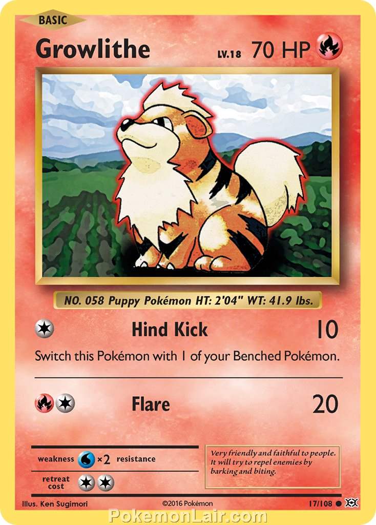 2016 Pokemon Trading Card Game Evolutions Price List – 17 Growlithe