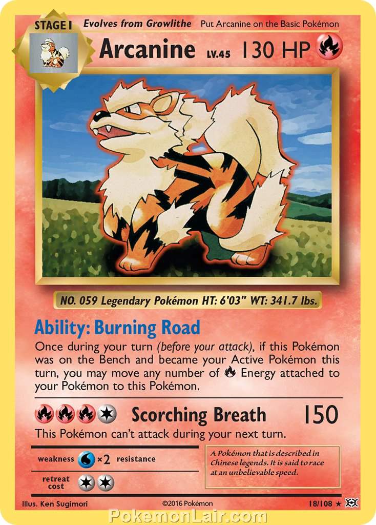 2016 Pokemon Trading Card Game Evolutions Price List – 18 Arcanine