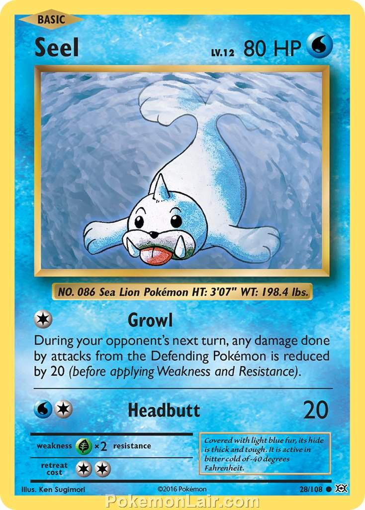 2016 Pokemon Trading Card Game Evolutions Price List – 28 Seel