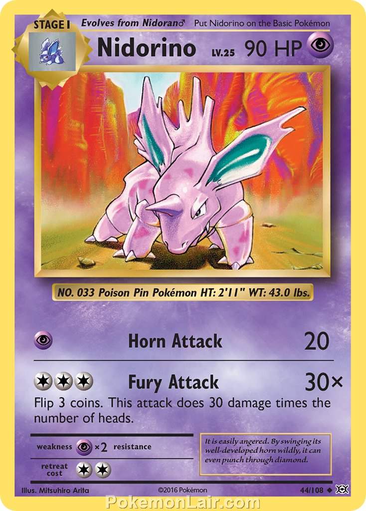 2016 Pokemon Trading Card Game Evolutions Price List – 44 Nidorino