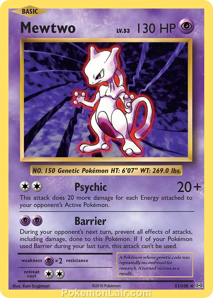 2016 Pokemon Trading Card Game Evolutions Price List – 51 Mewtwo