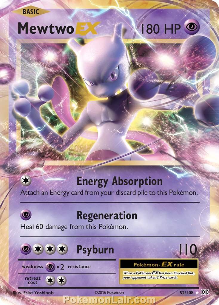 2016 Pokemon Trading Card Game Evolutions Price List – 52 Mewtwo EX