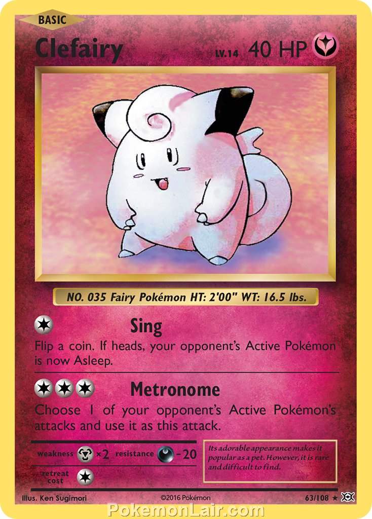 2016 Pokemon Trading Card Game Evolutions Price List – 63 Clefairy