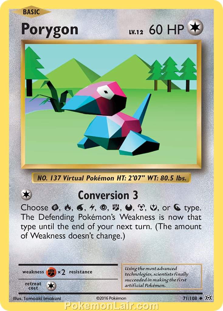 2016 Pokemon Trading Card Game Evolutions Price List – 71 Porygon