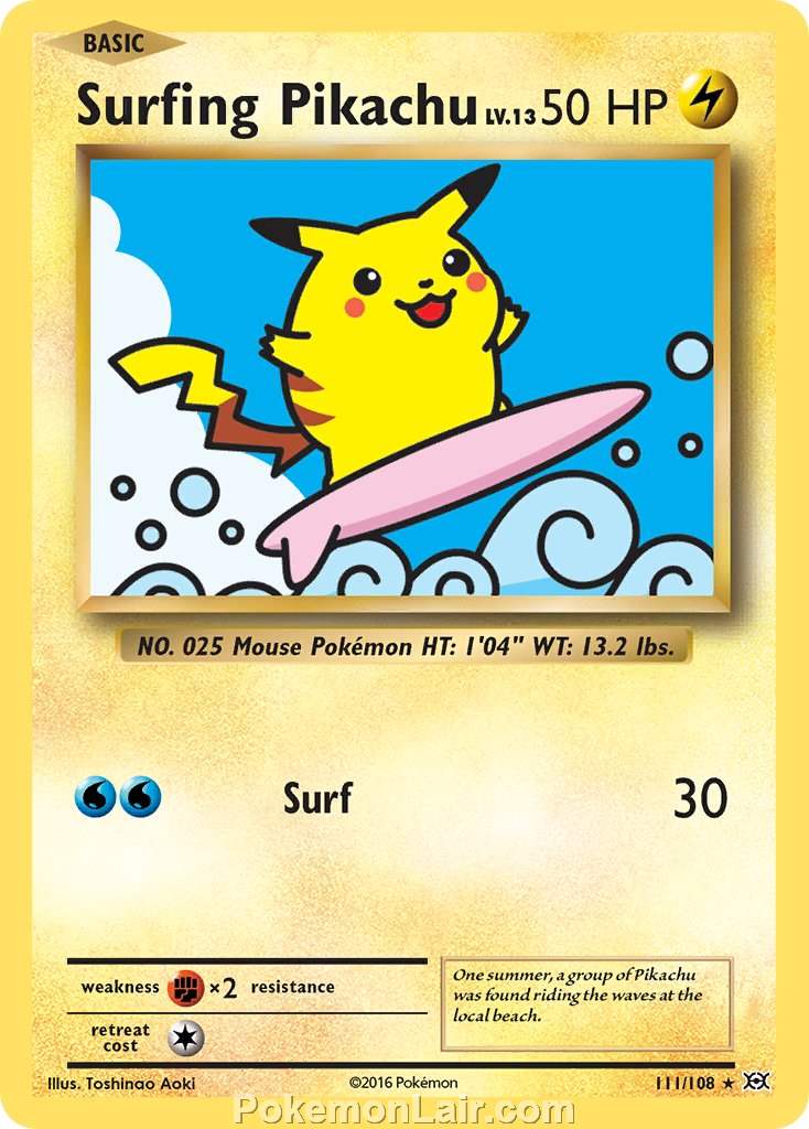 2016 Pokemon Trading Card Game Evolutions Set – 111 Surfing Pikachu
