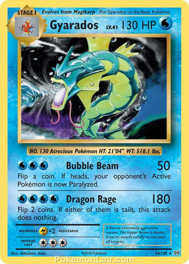 2016 Pokemon Trading Card Game Evolutions Set – 34 Gyarados