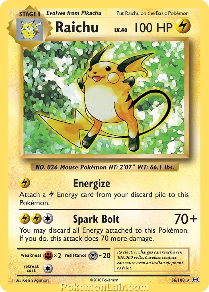 2016 Pokemon Trading Card Game Evolutions Set – 36 Raichu