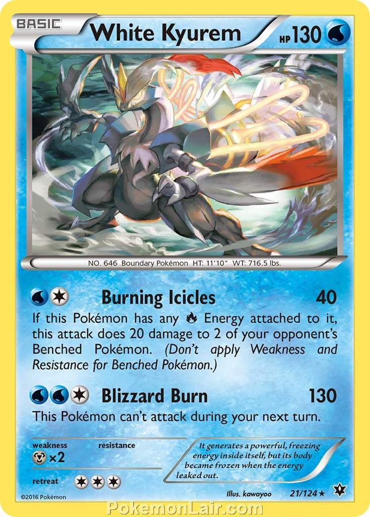 2016 Pokemon Trading Card Game Fates Collide Price List – 21 White Kyurem