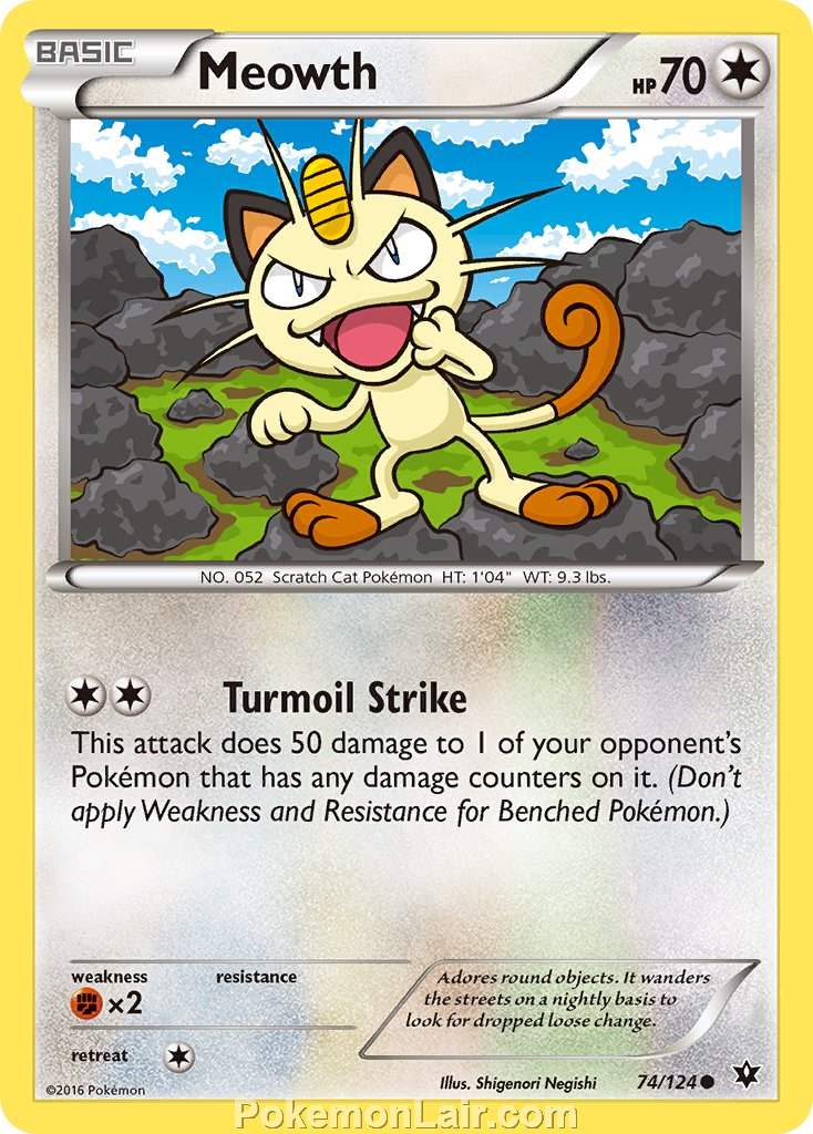 2016 Pokemon Trading Card Game Fates Collide Price List – 74 Meowth