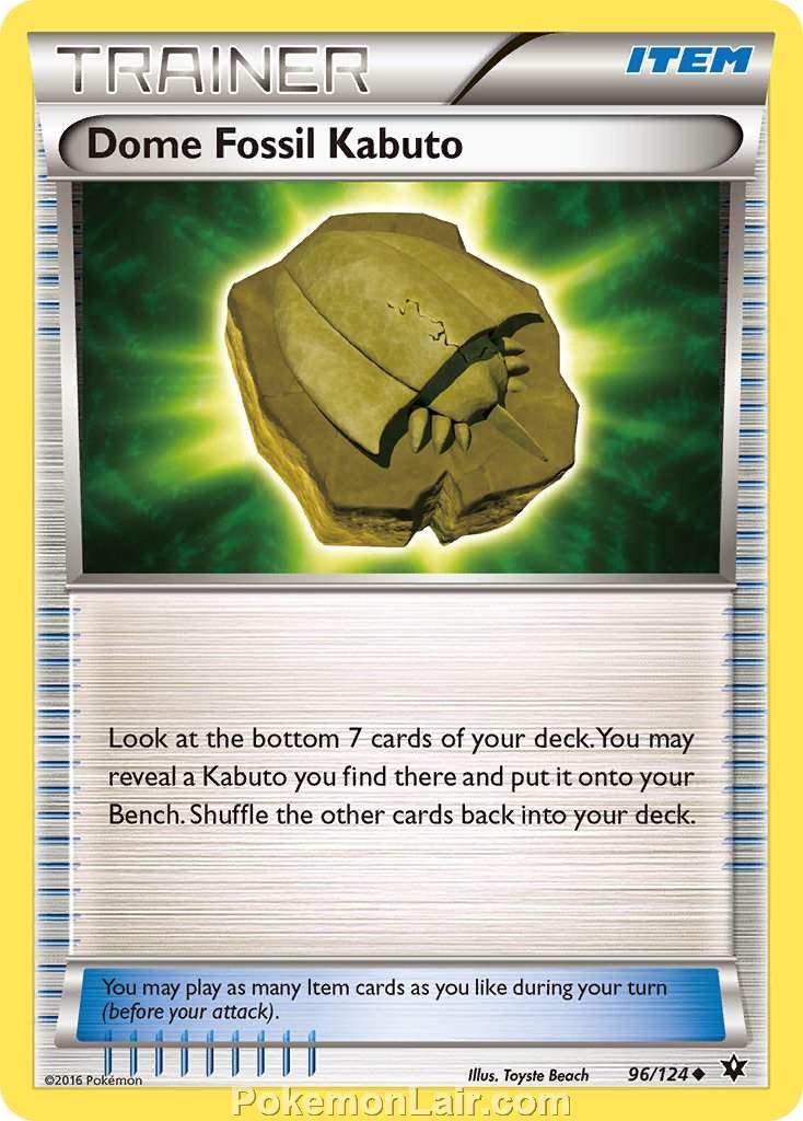 2016 Pokemon Trading Card Game Fates Collide Price List – 96 Dome Fossil Kabuto