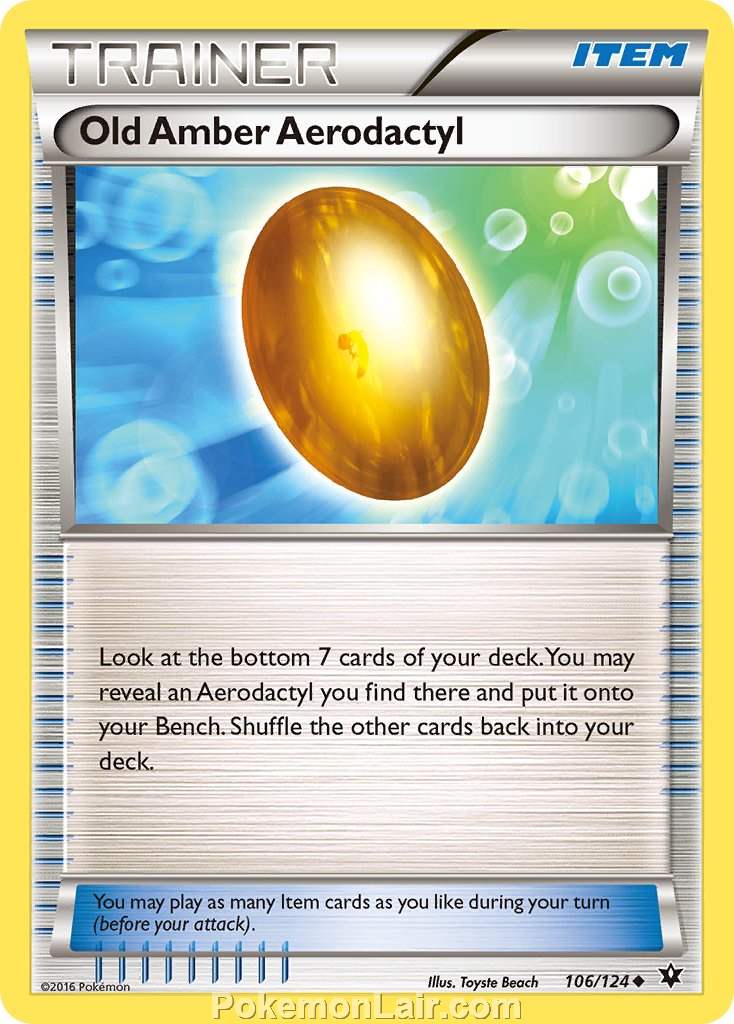 2016 Pokemon Trading Card Game Fates Collide Set – 106 Old Amber Aerodactyl